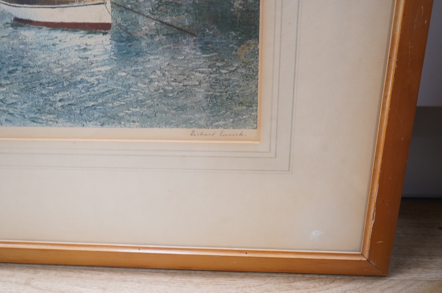 Richard Eurich RA (1903-1992), ‘The Mary Eliza, Lyme Regis', signed in pencil, blindstamped colour lithograph, 44 x 64cm